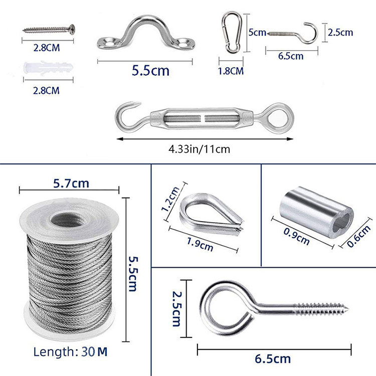 304 316 7x7 Invisible Grill Stainless Steel Wire Rope for Deck Stair And Balcony Railings Hanging Lights And Ties